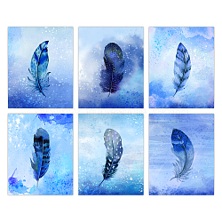 Chemical Fiber Oil Canvas Hanging Painting, Home Wall Decoration, Rectangle, Feather Pattern, 250x200mm, 6 style, 1pc/style, 6pcs/set(AJEW-WH0173-122)