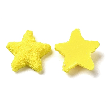 Opaque Resin Cabochons, Star, Yellow, 23.5x25x7.5mm