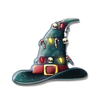 Printed  Acrylic Pendants, for Christmas, Witch Hat Charm, 40x43x2mm, Hole: 1.8mm