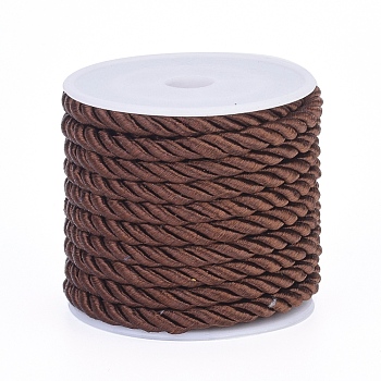 Polyester Cord, Twisted Cord, Coconut Brown, 5mm, about 4.37 yards(4m)/roll