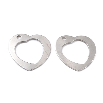 201 Stainless Steel Pendants, Heart, Stainless Steel Color, 20x21x1mm, Hole: 1.8mm