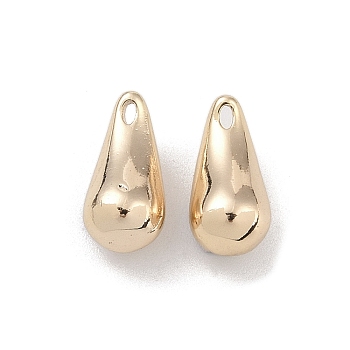 Brass Pendants, Teardrop Charms, Real 18K Gold Plated, 10.5x5x5mm, Hole: 0.8mm