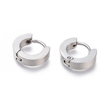 202 Stainless Steel Huggie Hoop Earrings, Hypoallergenic Earrings, with 316 Stainless Steel Pin, Thick Hoop Earrings, Ring Shape, Stainless Steel Color, 13x14x3mm, Pin: 1mm