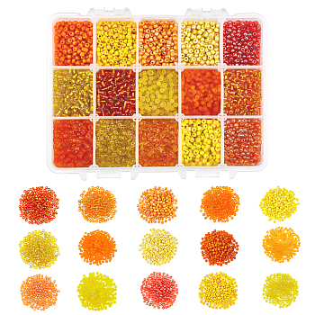 Nbeads 300g 15 Style Mixed Style Seed Glass Beads, Round Seed Beads, Mixed Color, 3mm, Hole: 1mm, 20g/color