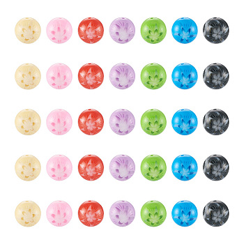 70Pcs 7 Colors Flower Opaque Resin Beads, Round, Mixed Color, 20x19mm, Hole: 2mm, 10pcs/color