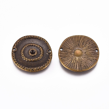 Tibetan Style Links/Connectors, Lead Free and Cadmium Free, Flat Round, Antique Bronze, 22x2mm, Hole: 1.5mm