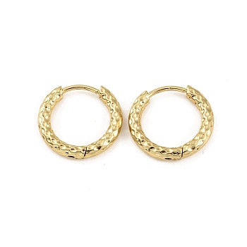 Ion Plating(IP) 304 Stainless Steel Grooved Hoop Earrings, Real 18K Gold Plated, 16.5x2.5mm, Pin: 1mm