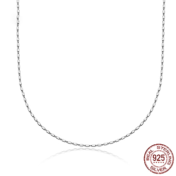 925 Sterling Silver Chain Necklace, Platinum, 15.75 inch(40cm)