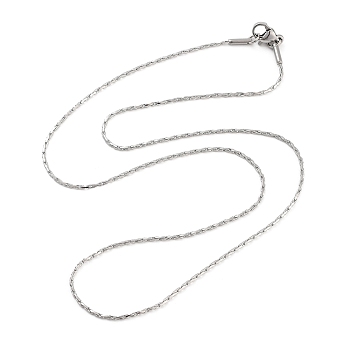 304 Stainless Steel Boston Chain Necklaces, with Lobster Claw Clasps, Stainless Steel Color, 18.1 inch(46cm), 1mm