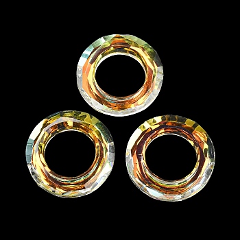 Electroplate Glass Linking Rings, Crystal Cosmic Ring, Prism Ring, Faceted, Round Ring, Clear AB, 30x6.5mm, Inner Diameter: 17mm