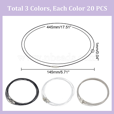 60Pcs 3 Colors  Stainless Steel Wire Necklace Cord DIY Jewelry Making(TWIR-UN0001-11)-3