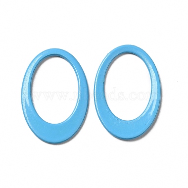Deep Sky Blue Oval 201 Stainless Steel Linking Rings