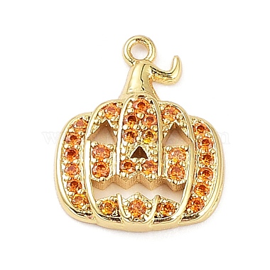 Real 18K Gold Plated Orange Pumpkin Brass+Cubic Zirconia Pendants