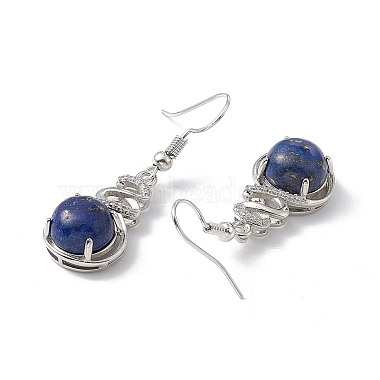Natural Lapis Lazuli Gourd Dangle Earrings with Crystal Rhinestone(EJEW-A092-04P-10)-3