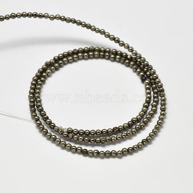 Natürliche Pyrit runde Perlen Stränge(G-F197-10-2mm)-2