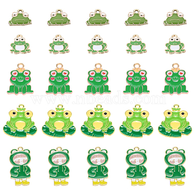 Lawn Green Frog Alloy+Enamel Pendants