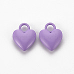Spray Painted Alloy Charms, Cadmium Free & Lead Free, Heart, Medium Purple, 14.5x11x4mm, Hole: 3mm(PALLOY-Q433-032G-RS)