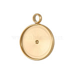 304 Stainless Steel Pendant Cabochon Settings, Round, Plain Edge Bezel Cups, Ion Plating(IP), Real 14K Gold Plated, 9x7mm(STAS-OY008-78G)