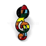 Musical Note Enamel Pin, Alloy Enamel Brooch for Teen Girl Women, Electrophoresis Black, Colorful, 32x13x10mm, Pin: 1mm(JEWB-P011-06)