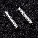 Corrugated Brass Tube Beads, Long-Lasting Plated, 925 Sterling Silver Plated, 10x1.5mm, Hole: 0.7mm(KK-H759-28A-S)