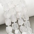Natural Quartz Crystal Beads Strands, Rock Crystal, Nuggets, Faceted, with Seed Beads, 11.5~12.5x9~13x9~12mm, Hole: 1mm, about 28pcs/strand, 14.96''(38cm)(GG-CBAF8A8-A14-01)