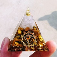 Orgonite Pyramid Resin Energy Generators, Natural Tiger Eye Chips Inside for Home Office Desk Decoration, 50mm(PW-WG37919-01)