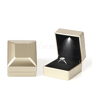 Rectangle Plastic Ring Storage Boxes, Jewelry Ring Gift Case with Velvet Inside and LED Light, Pale Goldenrod, 5.9x6.4x5cm(CON-C020-02D)
