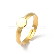 304 Stainless Steel Pad Ring Settings, Flat Round, Real 18K Gold Plated, US Size 7 1/4(17.5mm), Tray: 6mm.(STAS-K278-11A-G)