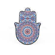 Porcelain Cup Mats, Coasters, with Anti-slip Cork Bottom, Water Absorption Heat Insulation, Hamsa Hand/Hand of Miriam, Dodger Blue, 150x100mm(PORC-PW0001-074A)