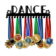 Dance Theme Iron Medal Holder Frame, Medals Display Hanger Rack, 17 Hooks, with Screws, Word, 150x400mm(ODIS-WH0045-009)