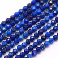 Natural Lapis Lazuli Beads Strands, Grade AA, Faceted, Round, 2mm, Hole: 0.5mm, about 210~220pcs/strand, 15.7 inch(40cm)(G-F509-14-2mm)