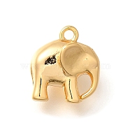 Brass Pendants, Elephant Charms, Real 18K Gold Plated, 12x10.5x8mm, Hole: 1.4mm(KK-K294-37G)