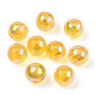 Transparent Acrylic Beads, AB Colors Plated, Round, Gold, 6mm, Hole: 1.8mm, about 4800pcs/500g(MACR-T046-01C-12)