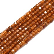 Natural Garnet Beads Strands, Faceted, Cube, 2x2x2mm, Hole: 0.6mm, about 182pcs/strand, 15.16''~15.55''(38.5~39.5cm)(G-P457-B01-18)