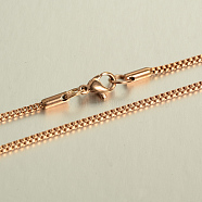 304 Stainless Steel Box Chain Necklaces Necklaces, with Lobster Claw Clasps, Rose Gold, 23.6 inch(60cm)(NJEW-L353-15)
