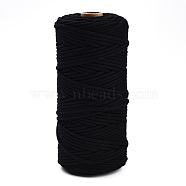 Cotton String Threads, Macrame Cord, Decorative String Threads, for DIY Crafts, Gift Wrapping and Jewelry Making, Black, 3mm, about 109.36 Yards(100m)/Roll.(OCOR-T001-02-01)