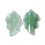 Natural Green Aventurine Pendants, Leaf Charms, 41.5x25~26x5mm, Hole: 0.8mm(G-I336-01-37)