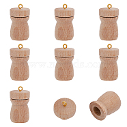 8 Sets Wood Perfume Bottle Pendants, Essential Oil Bottles Charm, Undyed, BurlyWood, 29x10mm, Hole: 1.8mm(WOOD-CA0001-70)