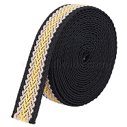 5 Yards Polycotton Striped Ribbon, for Garment Accessories, Black, 37.5~38mm(OCOR-WH0090-019C)