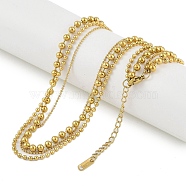 Stainless Steel Ball Chain Multi Layered Necklaces for Women, Golden, 16.26 inch(41.3cm), 4mm(NJEW-D088-02G-01)