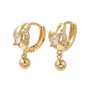 Brass Micro Pave Cubic Zirconia Dangle Earring, Hoop Earring for Women, Light Gold, 21x8mm(EJEW-L271-04KCG-04)