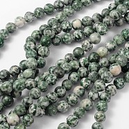 Gemstone Beads Strands, Green Spot Jasper, Round, about 8mm in diameter, hole: about 1mm, about 46pcs/strand, 15~16 inch(X-GSR006)