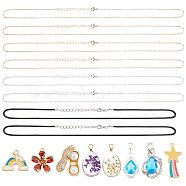 CHGCRAFT DIY Necklaces Making Kits, include Imitation Leather Cord, Iron Cable Chain, Brass Micro Cubic Zirconia & Glass & Alloy Enamel Pendants, Golden, CHGCRAFT DIY Necklaces Making Kits, include Imitation Leather Cord, Iron Cable Chain, Brass Micro Cubic Zirconia & Glass & Alloy Enamel Pendants(DIY-CA0002-96)