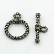 Tibetan Style Alloy Toggle Clasps, Cadmium Free & Nickel Free & Lead Free, Ring, Gunmetal, Ring: 19x14x3mm, Hole: 2mm, Bar: 20x8x3mm, Hole: 2mm(TIBE-EA9138Y-B-FF)