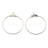 Iron Ring Hoop Earring Pendant, 2-Loop Link Pendants, Platinum, 34.5x31.5x0.7mm, Hole: 1mm(IFIN-E025-02P)