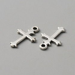 Tibetan Style Alloy Pendants. Cross, Antique Silver, 19x12x1mm, Hole: 1.5mm, about 10pcs/bag(FIND-WH0111-234D)