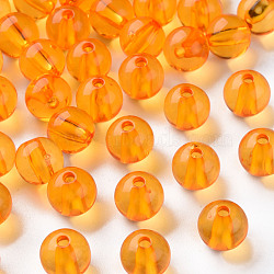 Transparent Acrylic Beads, Round, Orange, 10x9mm, Hole: 2mm, about 940pcs/500g(MACR-S370-A10mm-724)