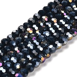Opaque Glass Beads Stands, AB Color, Faceted(32 Facets), Round, Prussian Blue, 6x5.5mm, Hole: 1.2mm, about 91~93pcs/strand, 19.49~19.92 nch(49.5~50.6cm)(EGLA-A035-P6mm-B19)