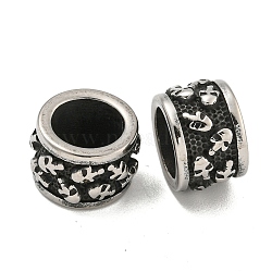 316 Surgical Stainless Steel Large Hole Beads, Textured Column, Antique Silver, 9x13x9mm, Hole: 9mm(STAS-Q326-09AS-08)