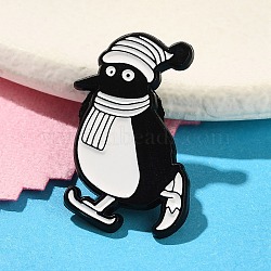 Penguin Enamel Pins, Alloy Brooches for Backpack Clothes, Black, 26x16x11mm(JEWB-P044-01B-EB)